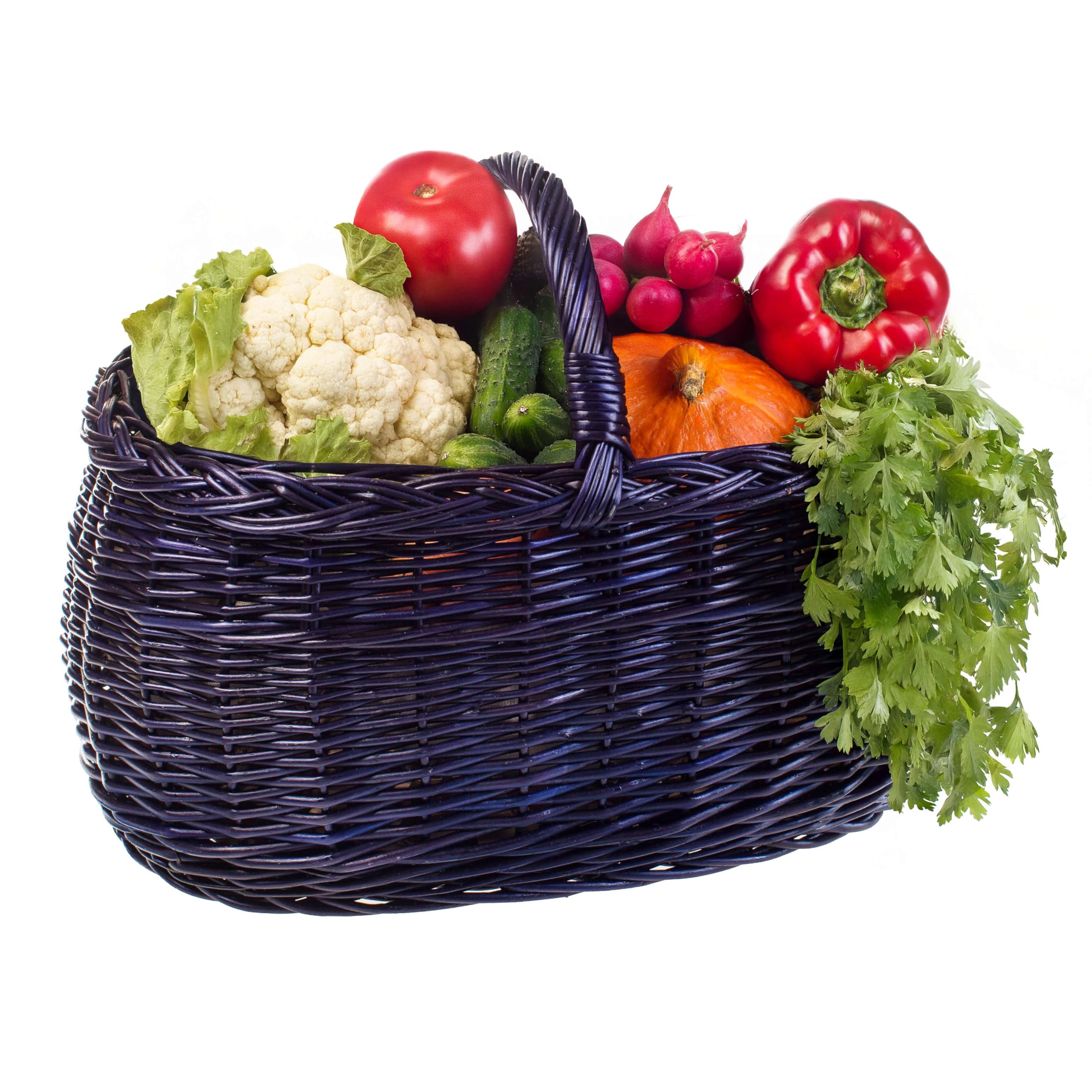 Kosz z uszami, plecionka wiklinowa, na zakupy, w kolorze naturalnym lub w 3 różnych kolorach, lakierowany, pojemny i wygodny, kosz na zakupy, kosz prezentowy, 45 x 30 x 35 cm