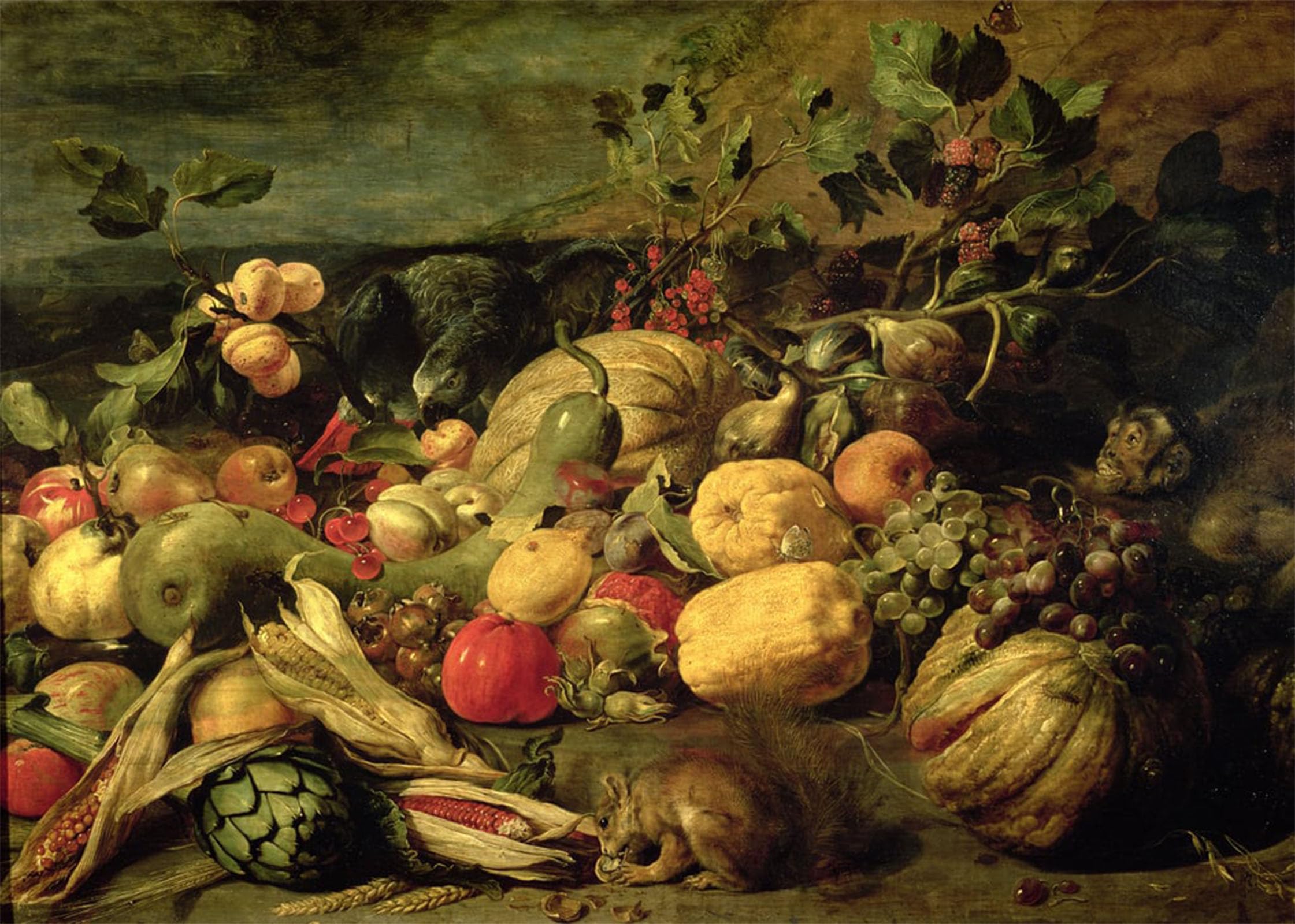 IPLUPJDY Vintage Wall Art Canvas Image Artwork Print Poster Still Life of Fruits and Vegetables by Frans Snyders or Snijders Wall Art Paintiing for Home Decor 60x90cm