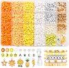 3164 Pcs Friendship Bracelet Making Kit, Orange Yellow Polymer Clay Beads with Letter Beads & Charms, Heishi Spacer Bead for Jewelry Crafts, Gift for Girls Teens Adults