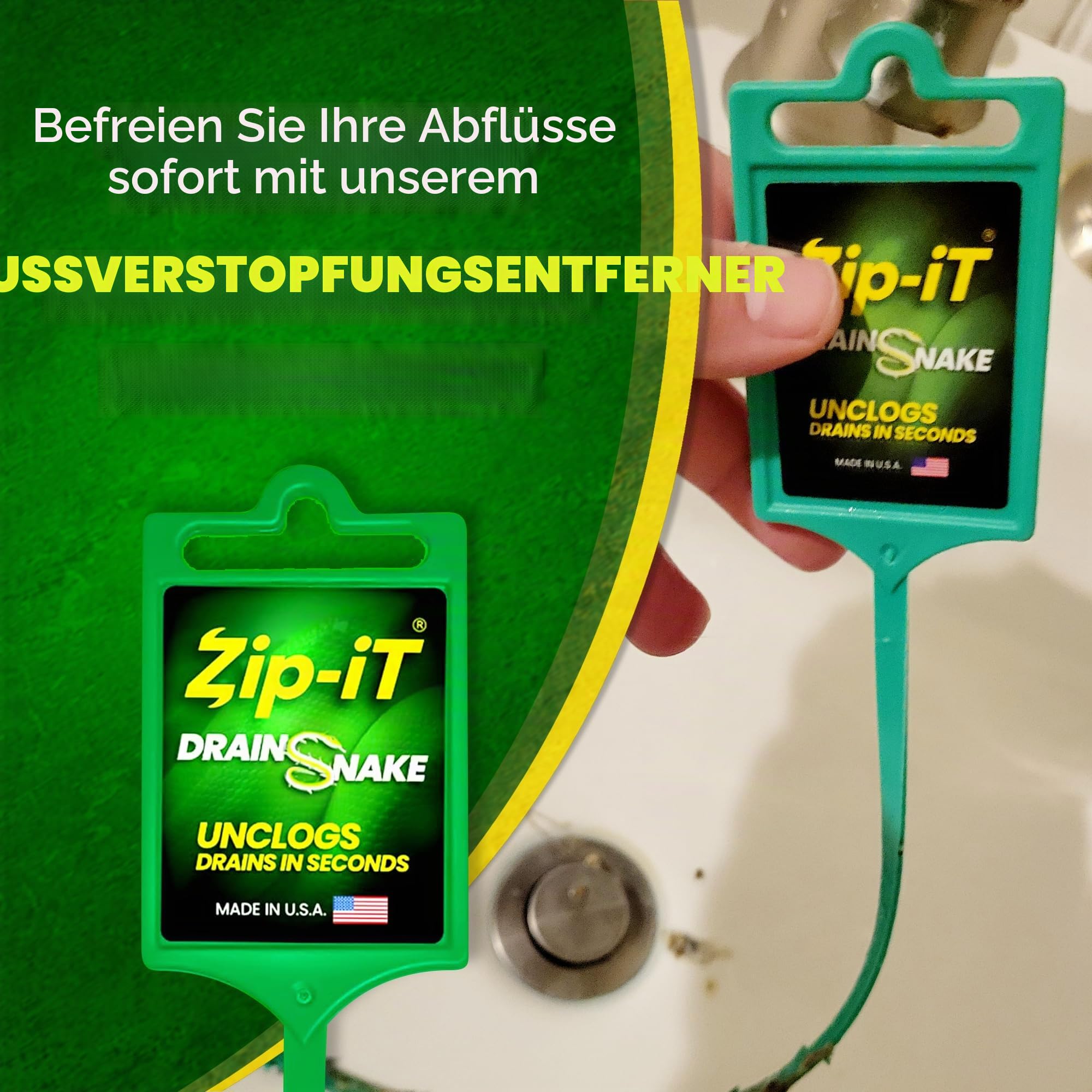 Zip-It Haarverstopfungsentfernung, 63,5 cm, Abflussreiniger (3er-Pack), ungiftig