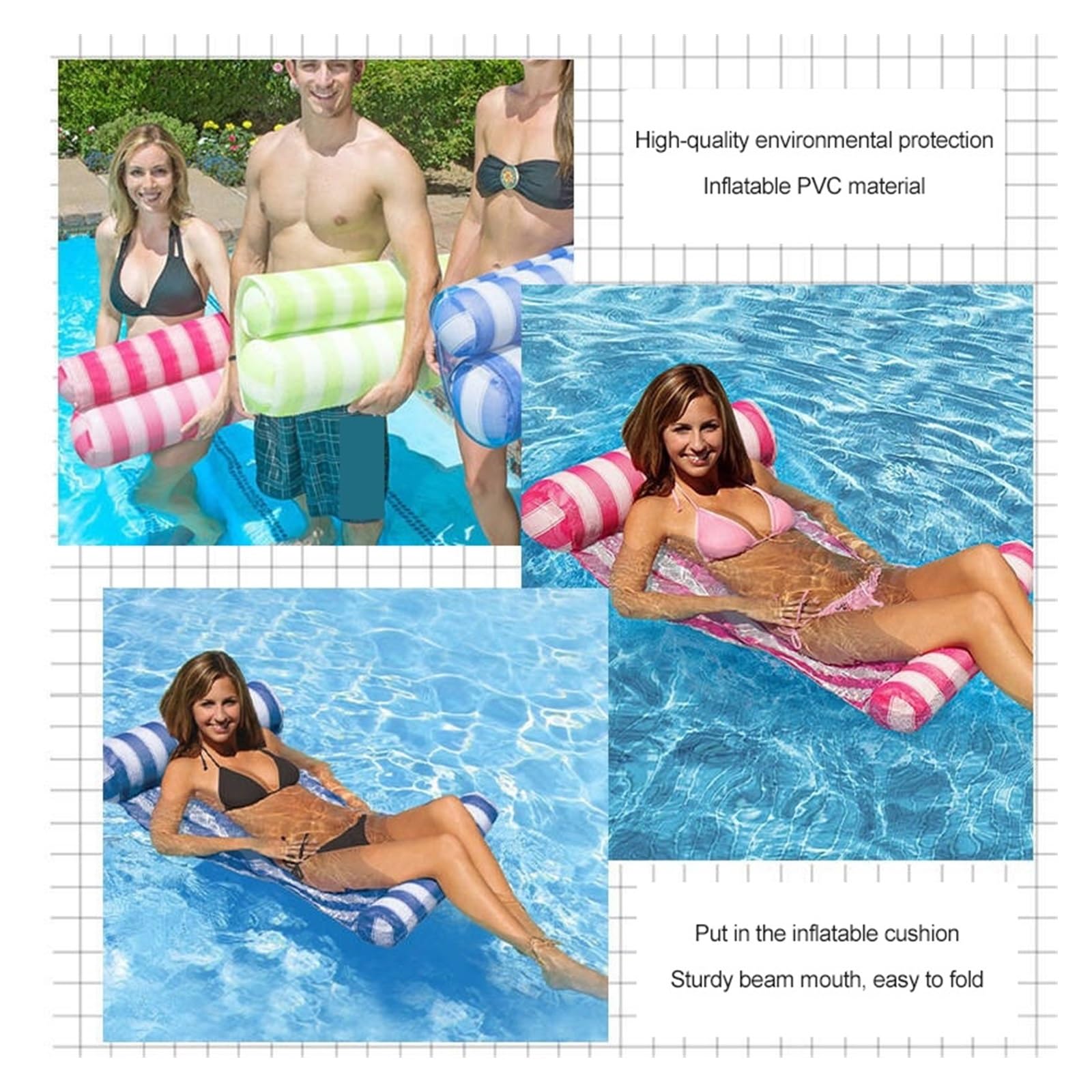 Hamac d'eau Hamac flottant flottant Lit flottant Jouets flottants Gonflable Lit flottant Chaise Piscine Hamac gonflable pliable Hamac Gonflable Flottant