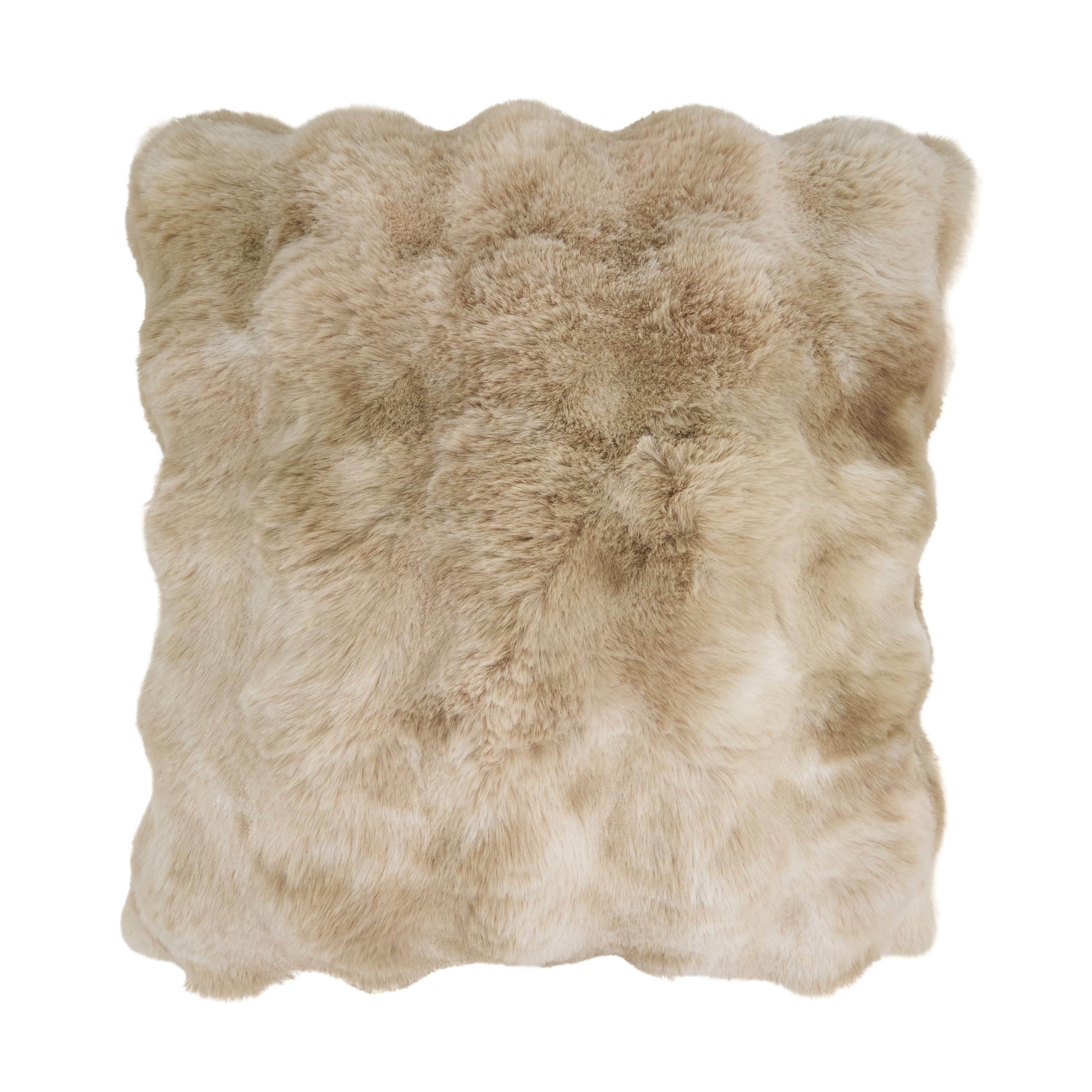 SARO LIFESTYLE Cozy Bubble Faux Fur Pillow Cover, 20"x20", Natural