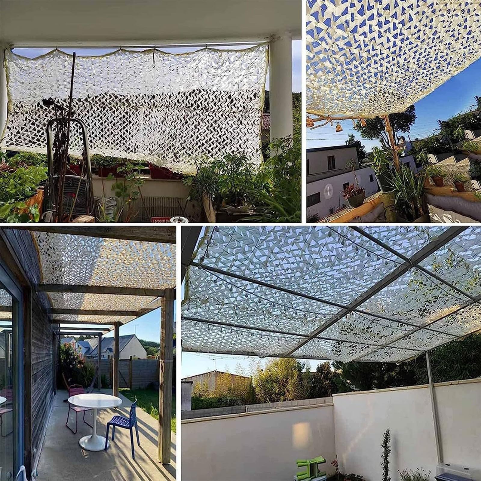 Malla de Sombra Protección Solar Gran Tamaño, 3x8m Red De Camuflaje Militar, para Decoración Jardín/Camping/Cobertura Coche/Decoración De Fiestas