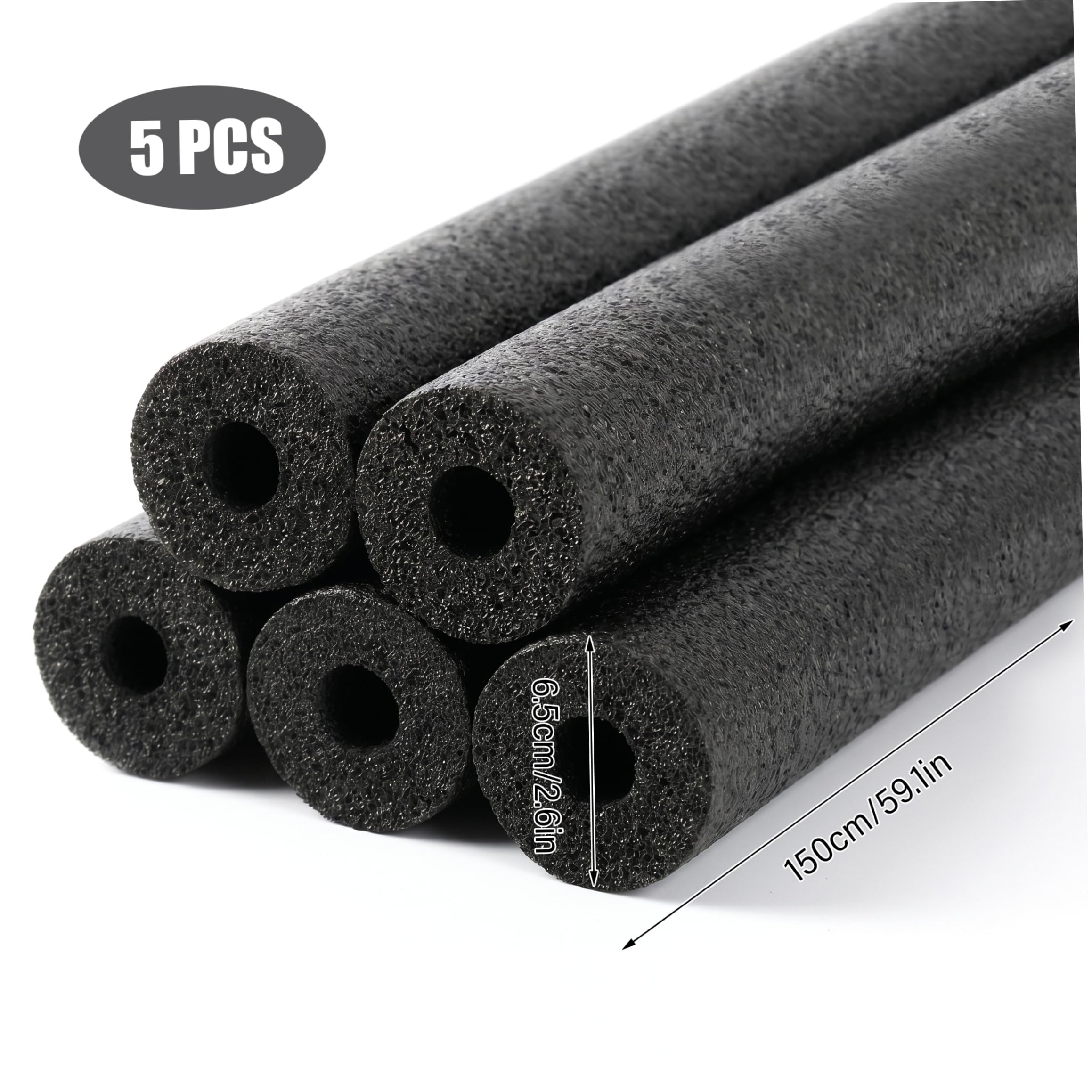 Fideos para Piscina con Orificio Flotador de Espuma Hueco Ligero Accesorio para Piscina Antideslizante antiarañazos Negro 59, 06 Pulgadas 5 uds.