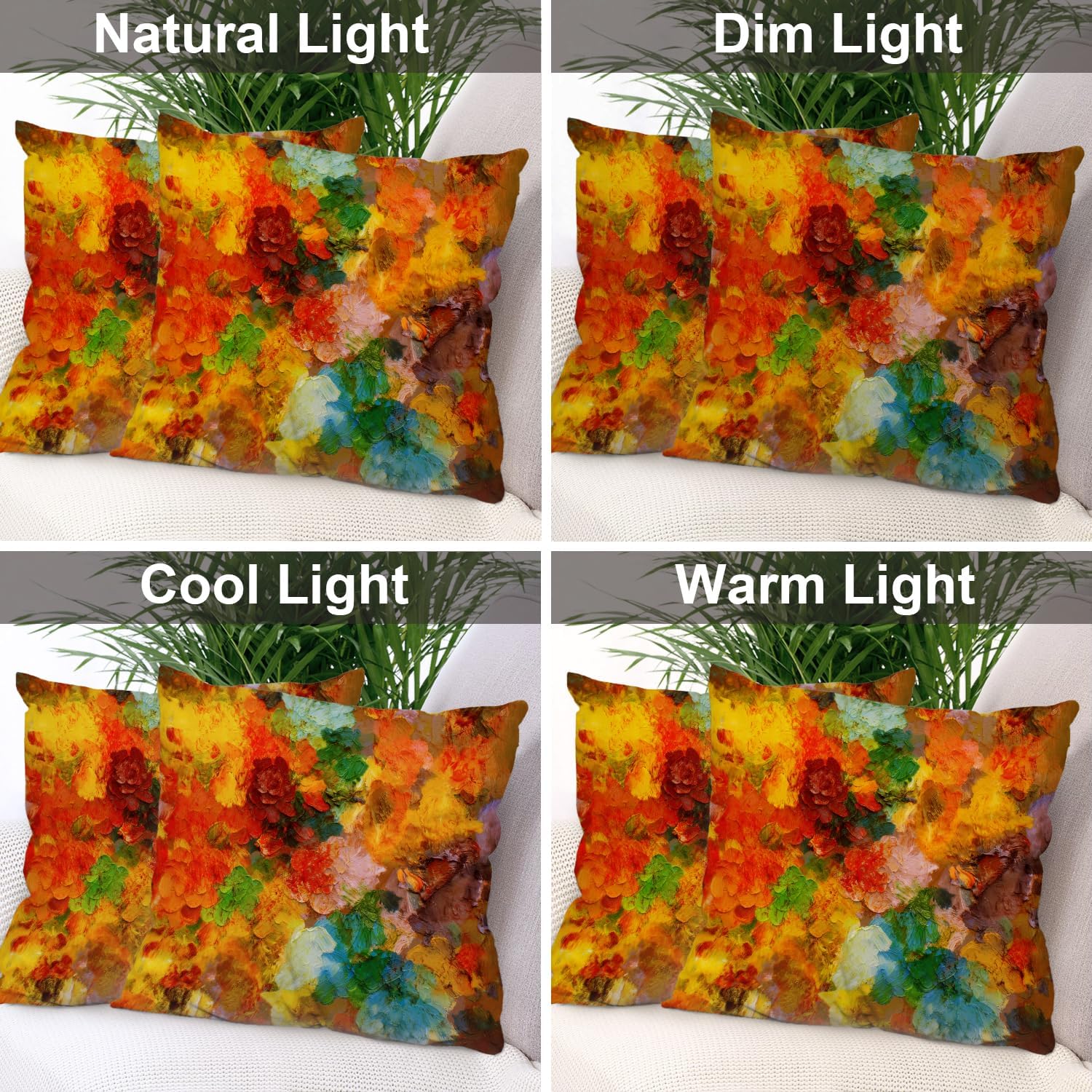 Batmerry Colorful Abstract Paint Throw Pillow Covers, Multicolor Modern Artist Decorative Pillow Covers Digital Printing Blended Fabric for Couch Sofa Bed Invisible Zipper 24X24 in(Set of 2)