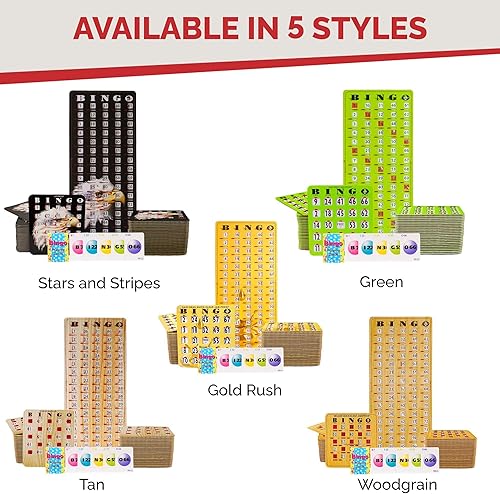 Miniatura 9 de MR CHIPS Juego completo de bingo con tarjetas obturadoras a prueba de atascos, edición verde de fácil lectura, 50 tarjetas de bingo reutilizables de