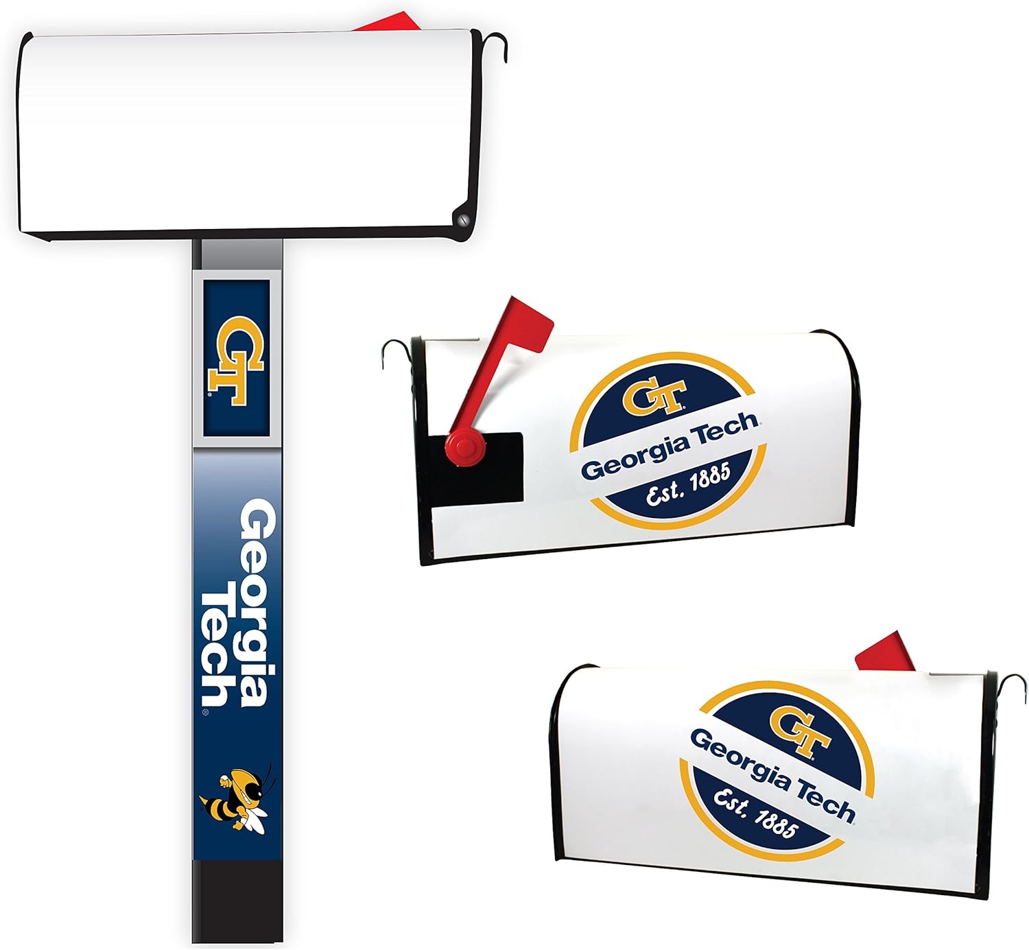 Georgia Institute of Technology Yellow Jackets Magnetic Mailbox Cover 2-Pack Mailbox Post Cover Officially Licensed Collegiate Product