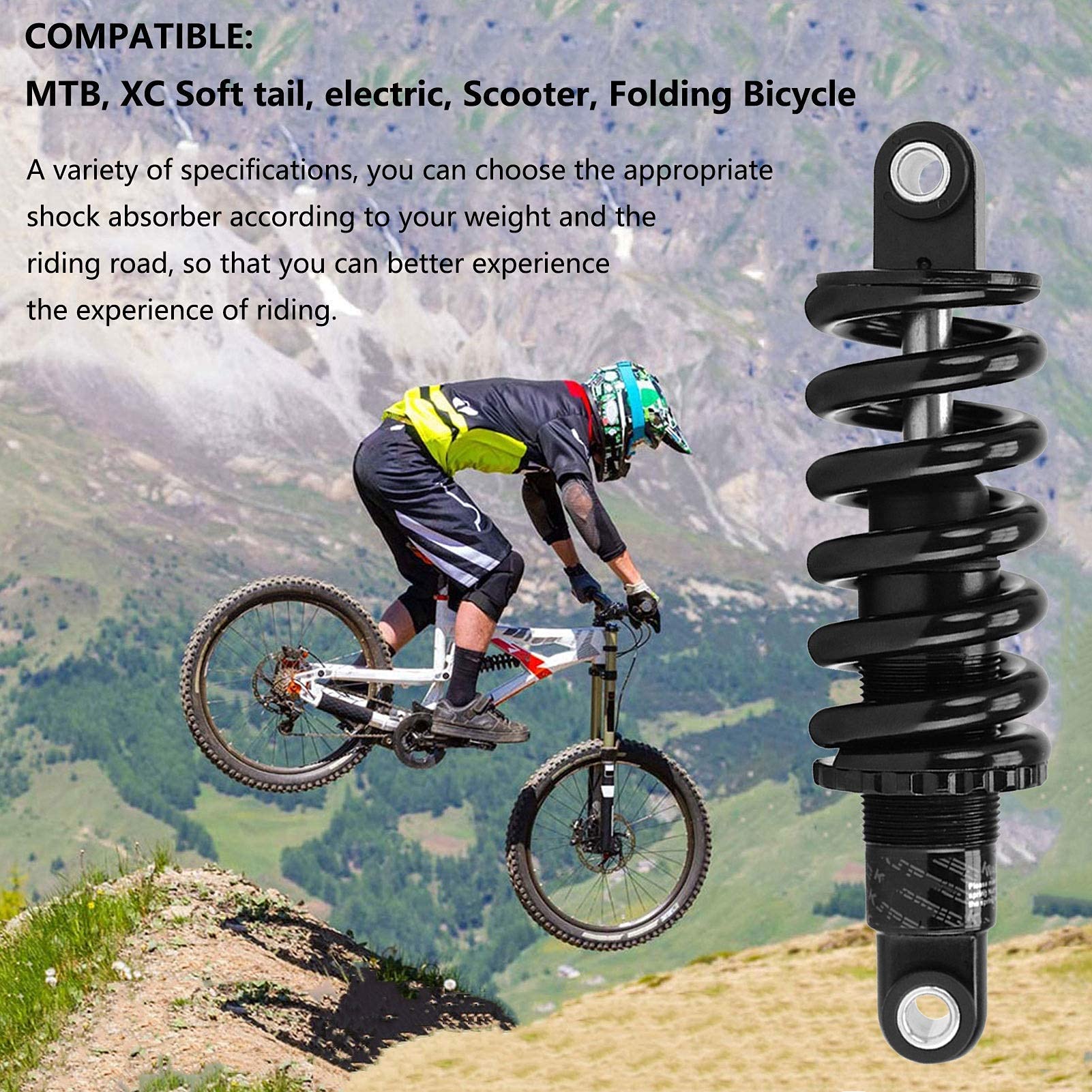 Downhill Fiets MTB Achter Schokdemper 125mm 150mm 165mm 190mm, Mountainbike Shock Achtervering Lente met extra bus Sport & outdoor