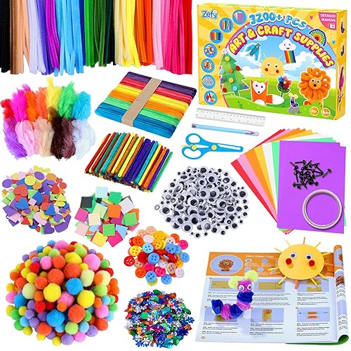 Zefy 3200+ Pcs Arts and Crafts Supplies for Kids, All