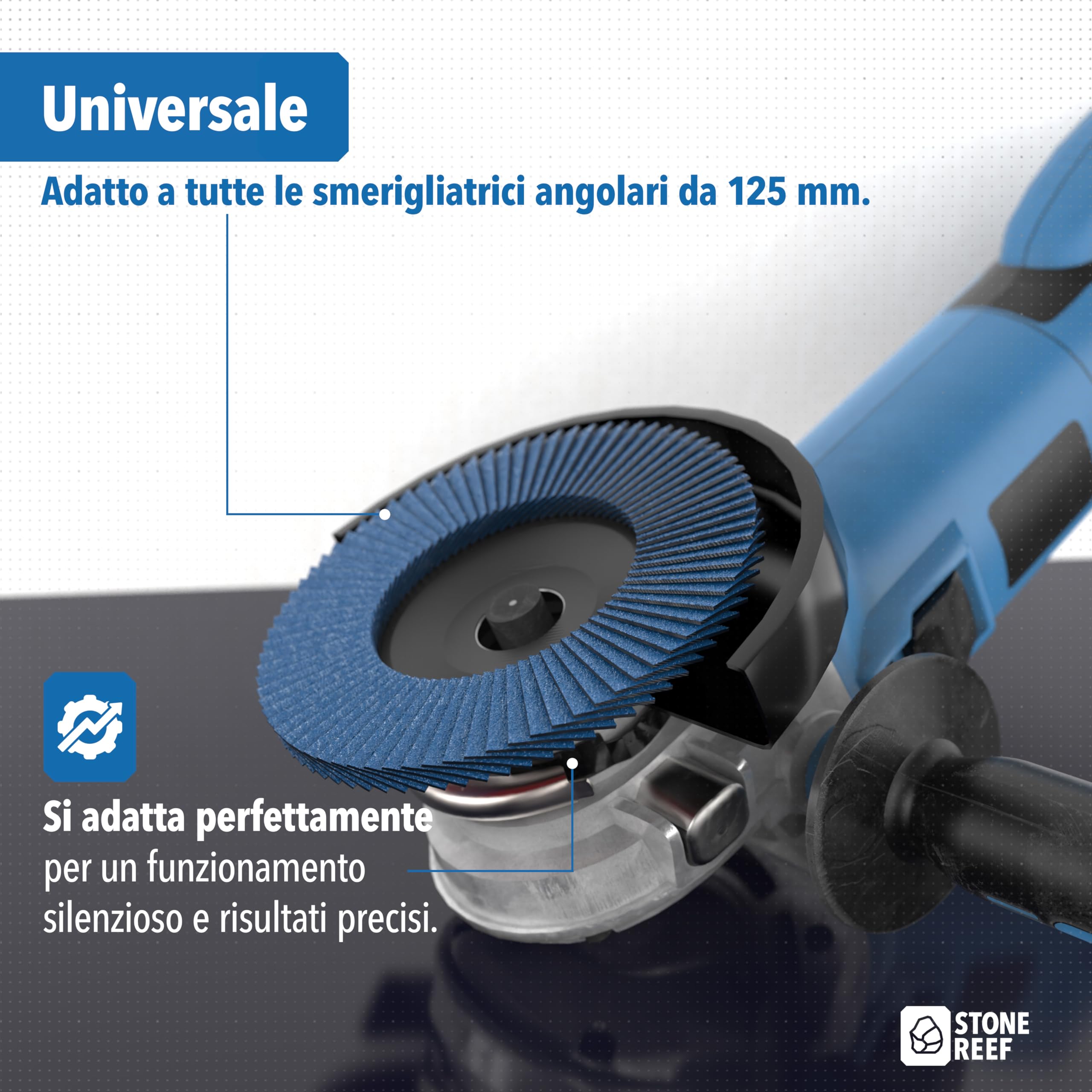 Set di 4 dischi lamellari [125 mm] smerigliatrice angolare, dischi abrasivi, dischi per sgrossatura, dischi lamellari, piastre di supporto in tessuto di vetro, levigatura precisa e sbavatura con