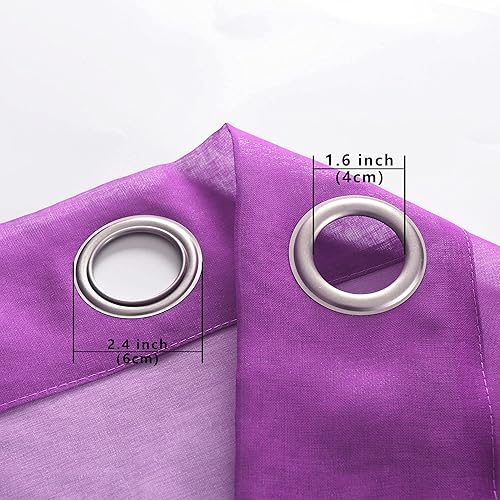 Miniatura 5 de KOUFALL Decoración estética de habitación púrpura para dormitorio, diseño translúcido degradado, cortinas de lujo con patrón gris ciruela para sala