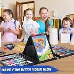 Tout en un art fournitures avec kit de dessin, Origami & Set d'art avec Easel, Crayons colorés, Craies, Dessin & Livre de coloriage, marqueurs aquarelle et plus pour les enfants adolescents filles garçons