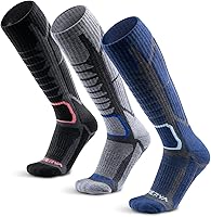 WEIERYA Merino Wool Knee-High Ski Socks Men Women - Thermal Padded Breathable Snowboarding Winter Socks Pack