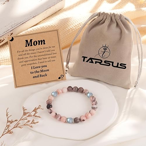 Miniatura 7 de Tarsus Natural Stone Bracelet for MomGrandmaSisterAuntBonus Mom, Moonstone Beads Handmade Bracelet Christmas Birthday Gifts for Women