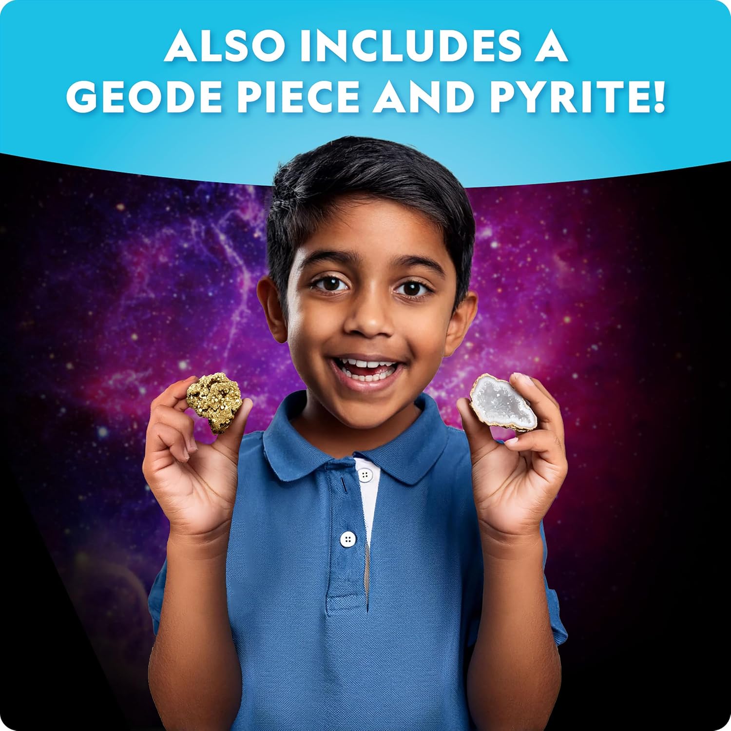 National Geographic Outer Space Gemstone Dig Kit with 5 Real Specimens | 5 Real Rocks and Gemstones, Space-Themed Dig Brick, Excavation Tools, Magnifying Glass, STEM Activity, Birthday Gift