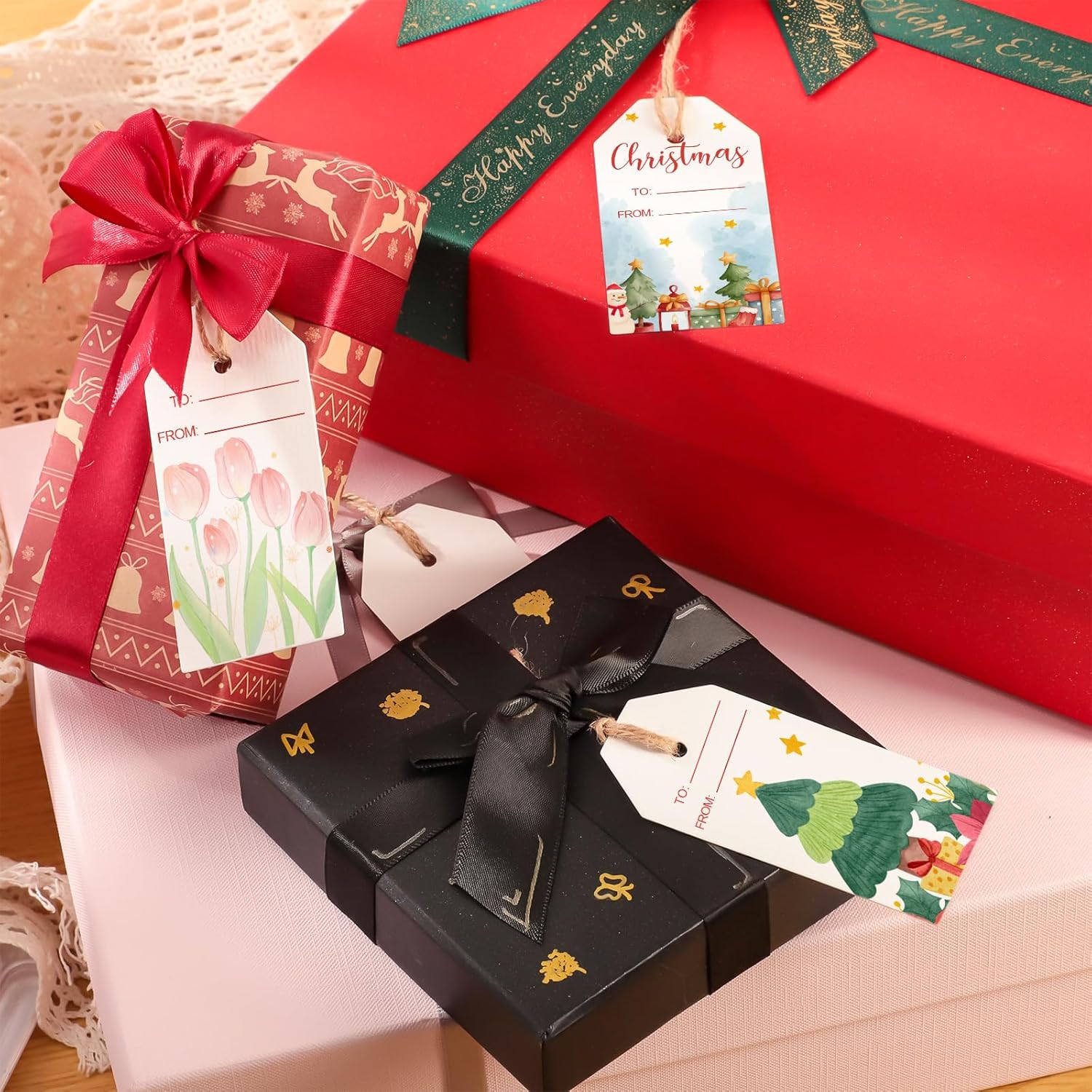 120 Pcs Watercolor Tags with Attached String, Blank Gift Tags Handmade Tags 140 lb/300 GSM Watercolor Paper Cards for Paint, DIY Crafts, Holiday, Wedding(3.75 x 1.75 inch) - Image 5