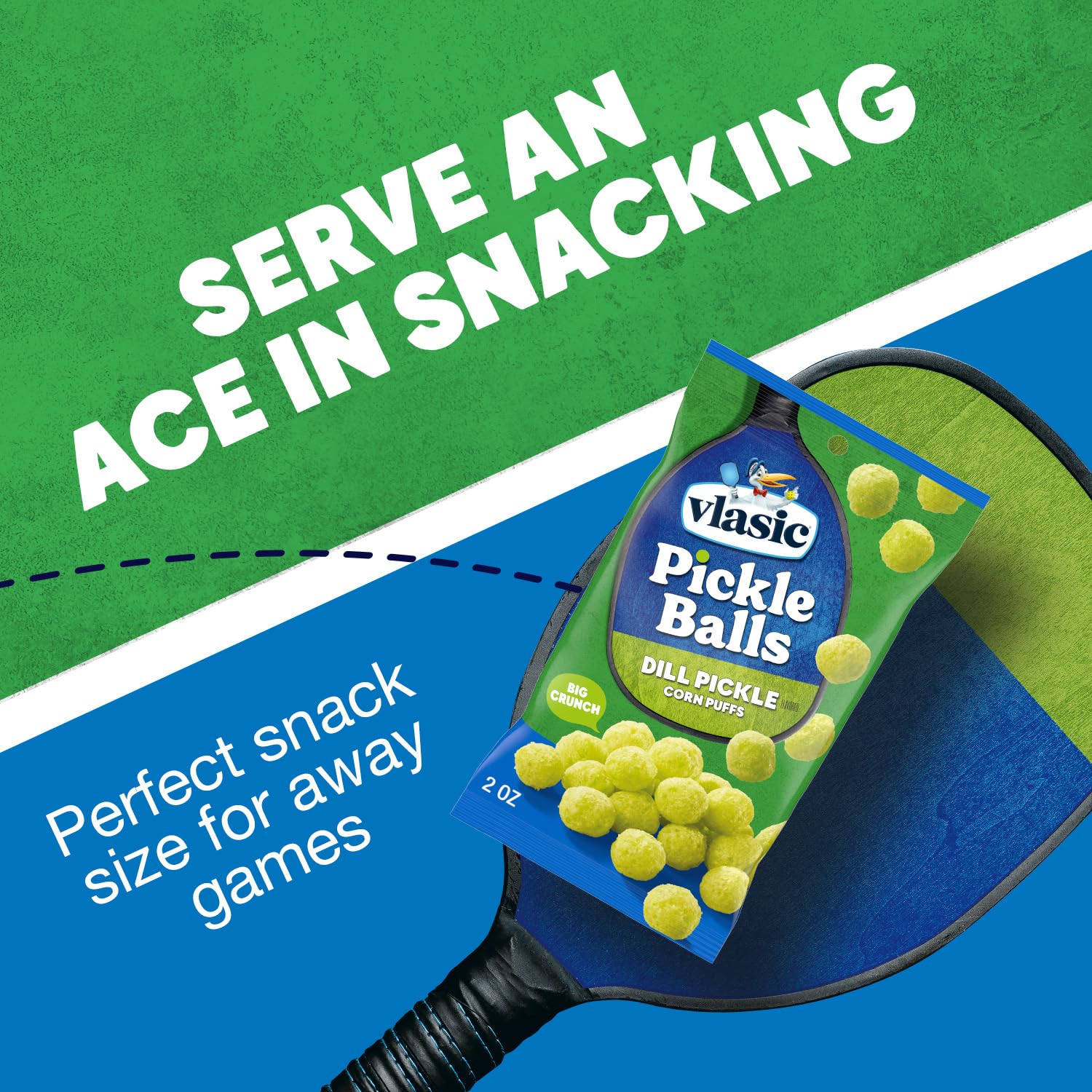 Vlasic Pickle Balls, Dill Pickle Flavored Corn Puffs, Pickleball Gifts, Easter Basket Stuffer for Pickle Lovers, 2 oz. (Pack of 12)