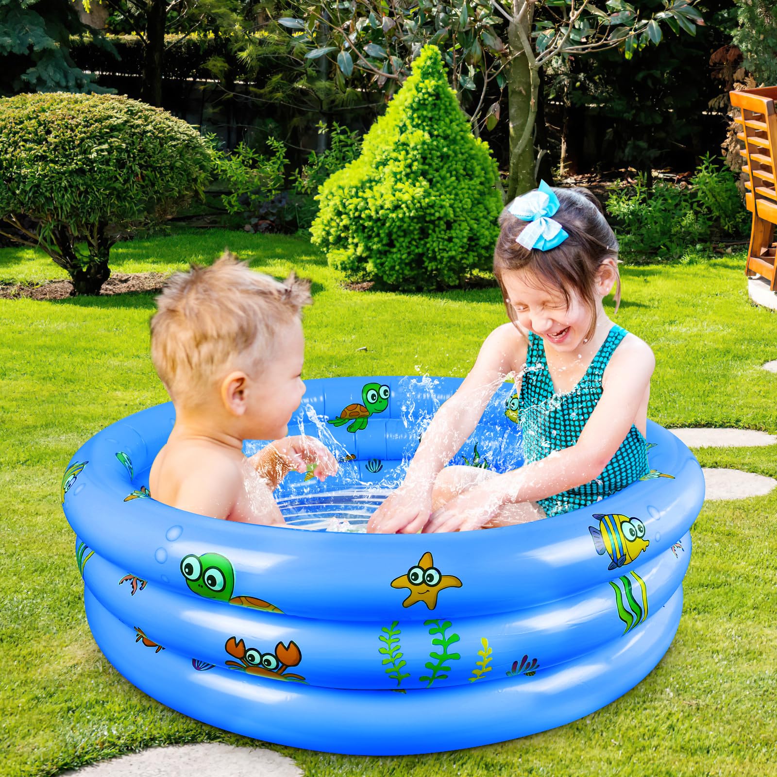 Piscina Hinchable Infantil ø 100 cm, Piscina Inflable, Piscina Hinchable, Piscina para Jardín Trasero Interior