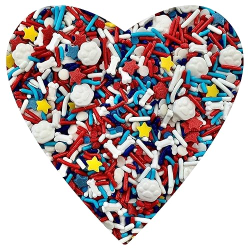 COOL MOM SPRINKLES Gránulos de fiesta para perros (4 onzas)  Gránulos temáticos de cumpleaños de pata de perro para decorar pasteles, cupcakes,