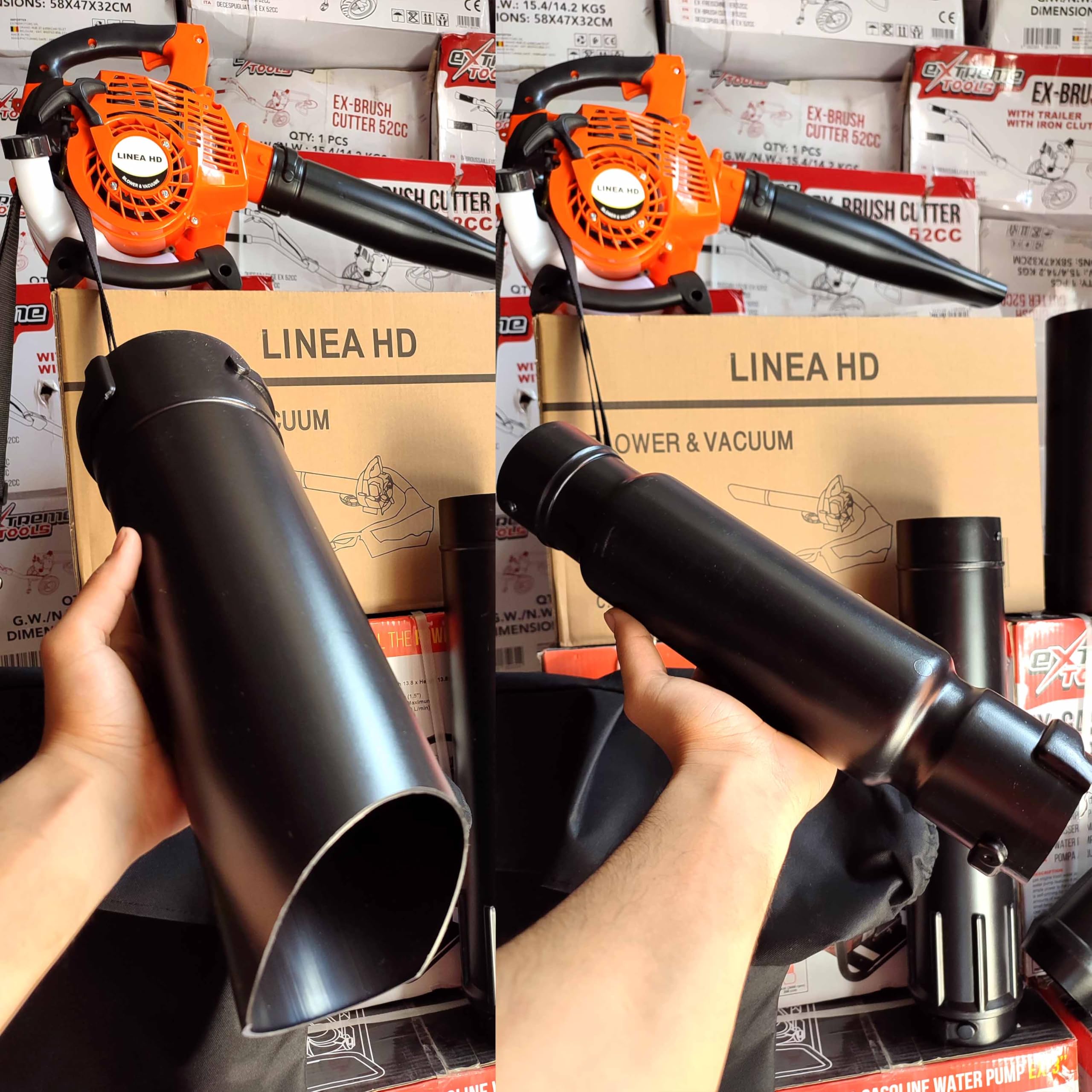 Soplador/Aspirador/Triturador de Hojas a Gasolina 26cc 2 Tiempos – Línea HD con Bolsa Recolectora y Accesorios