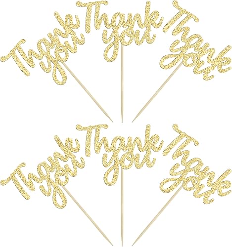 Miniatura 3 de Gyufise 36 piezas de decoración de cupcakes con purpurina dorada de agradecimiento para cumpleaños, aniversario, día de Acción de Gracias, boda,