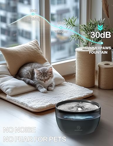 Miniatura 3 de Fuente de agua para gatos Fuente de agua ultra silenciosa de 101.4 oz3 L para perros y gatos con 2 filtros, dispensador de agua automático diseñado