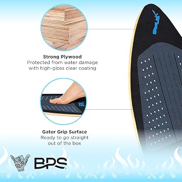 BPS New Zealand Flame - High Performance Wooden Skimboard with Custom Traction Pads with Optional Padded Carry Bag Made from Recycled Plastics for Kids or Adults, Choose from 4 Colors