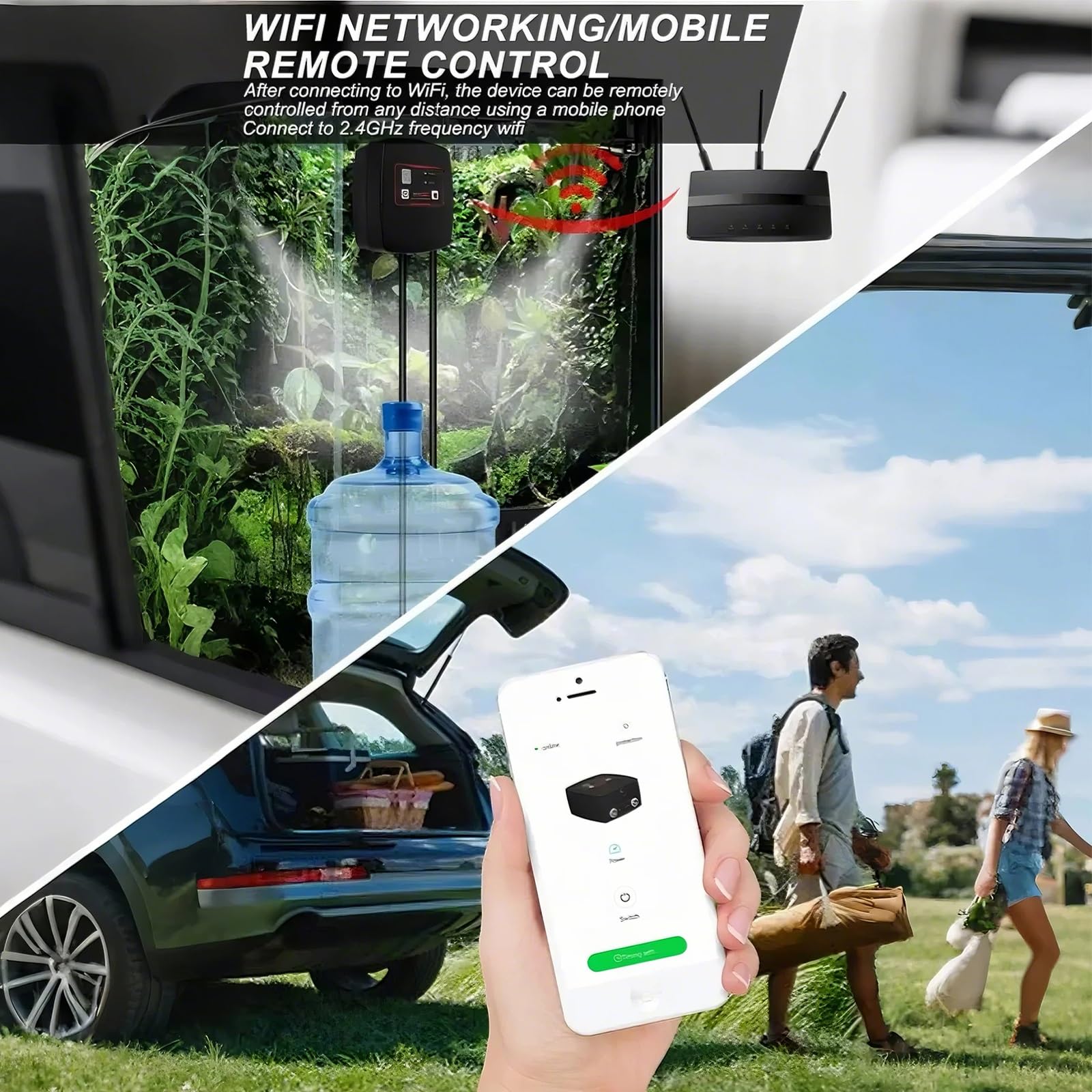 Umidificatori per Rettili, Sistema di Nebulizzazione Intelligente per Terrari di Rettili, Nebulizzatore Automatico per Rettili con Timer(4 Nozzles)