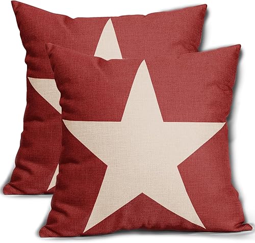 Miniatura 8 de Fundas de almohada del 4 de julio, 18 x 18 pulgadas, rústicas, azules, rojas, estrellas, Día de los Caídos, Día de la Independencia, funda de
