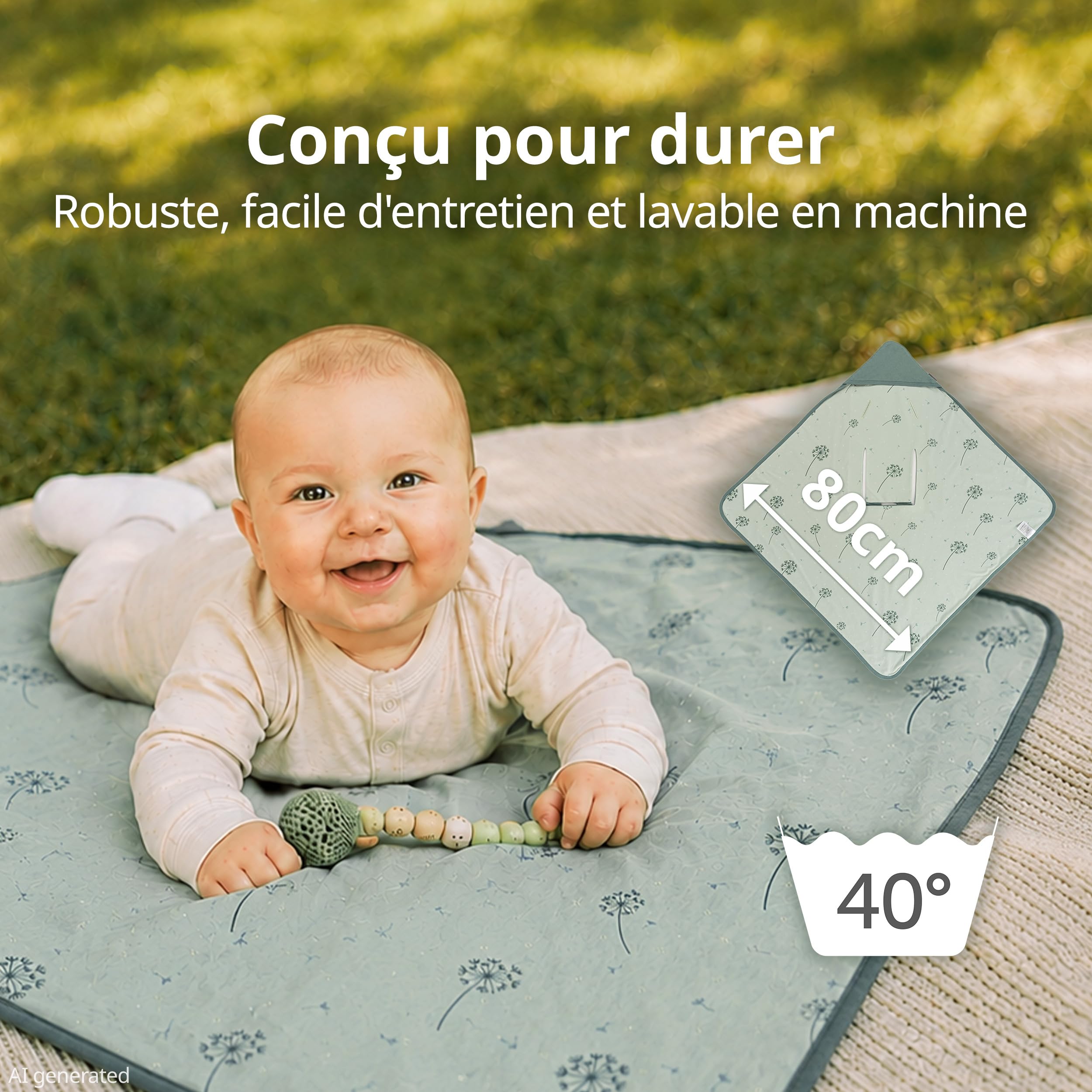 Zamboo Couverture Siege Auto Bebe - Plaid Bébé Enveloppant, Fin et Léger pour l'Été, 100% Coton, 80x80 cm, Testé Oeko-Tex Standard 100 - Vert Menthe