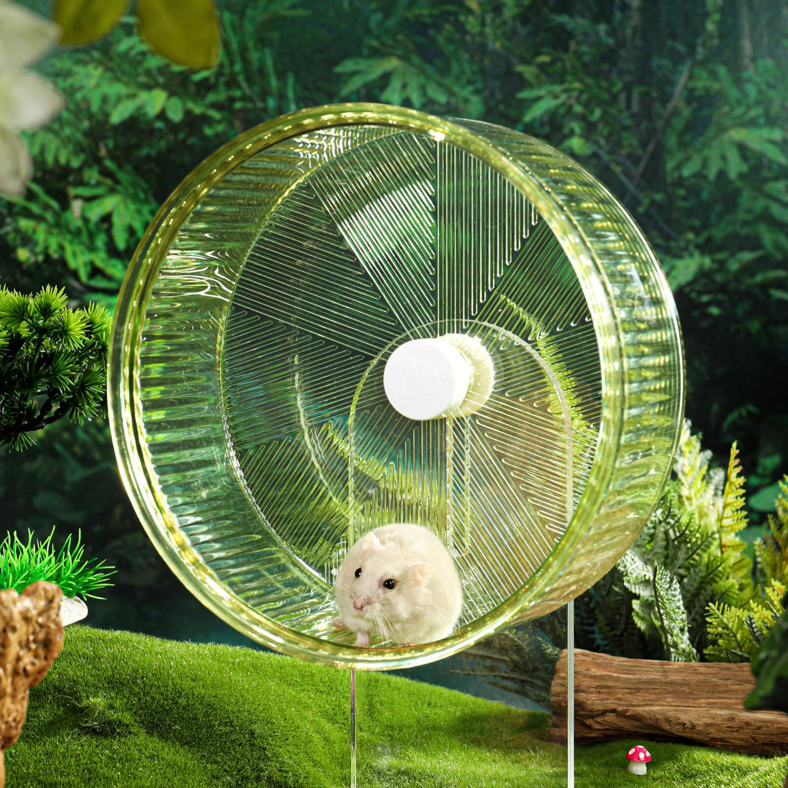 Super-Silent Hamster Exercise Wheel: Silent Spin Toys Hamster Running Wheels with Height Adjustable Stand for Hamsters Gerbils Mice Or Other Small Animals -8.5inch Yellow - image 8