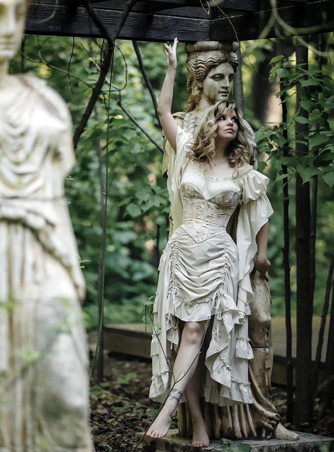 SCARLET DARKNESS Women's 2026 Summer Skirt Gothic Steampunk Skirt Renaissance High-Low Bustle Skirt - Image 6