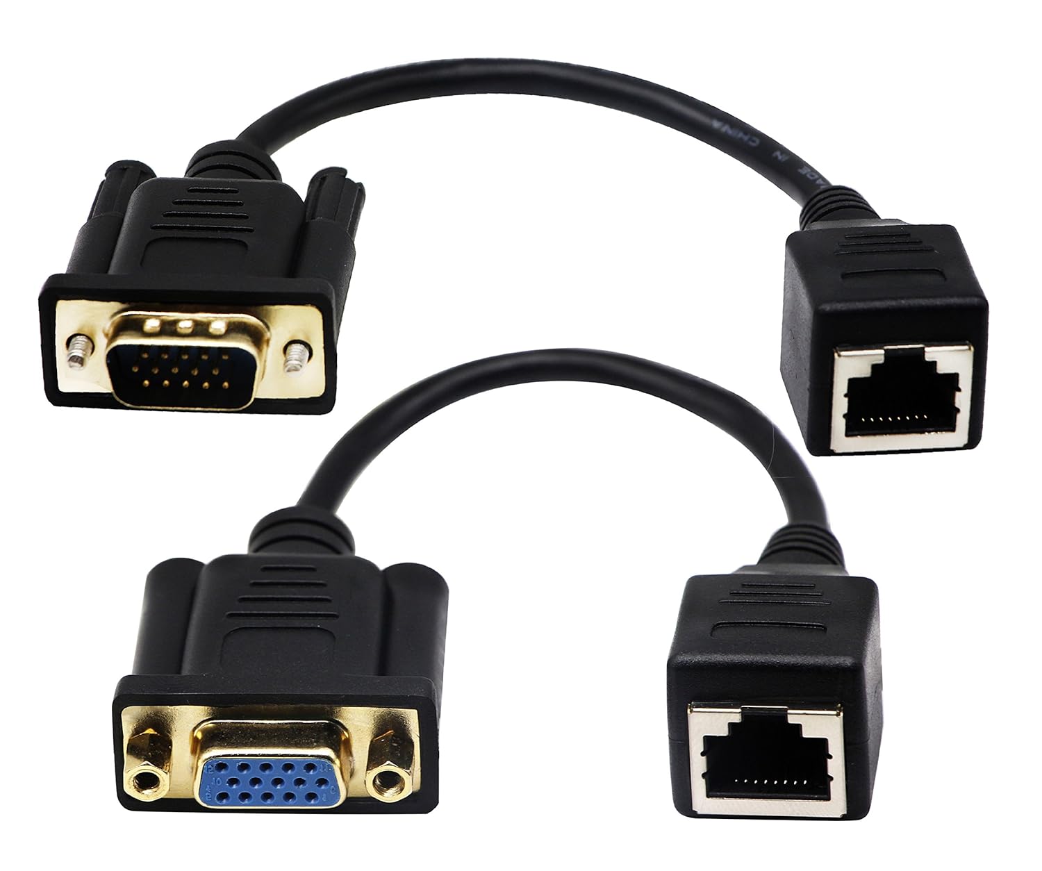 CGTime RJ45 to VGA Cable, VGA 15Pin Port Female&Male to RJ45 Female