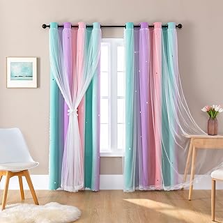 XiDi Blackout Curtains 90 Inches Long for Girls Bedroom, Room Darkening ...