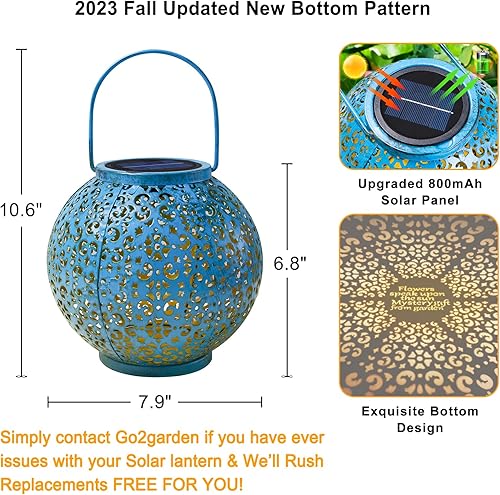 Miniatura 5 de 1 linterna de jardín azul turquesa, paquete de 6 luces de jardín de cobre