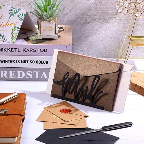 Miniatura 5 de Jetec Soporte de correo de metal con recorte para cartas, organizador de encimera, diseño de letras de correo con abrecartas para el hogar, oficina,