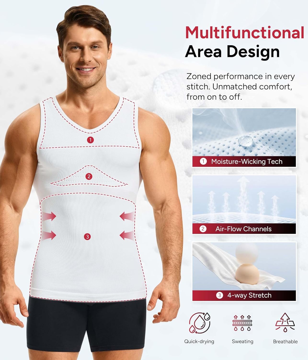 Nebility Shapewear Mens Compression Shirt Body Shaper Slimming Undershirts Sports Vest V Neck Sleeveless Workout Tank Tops