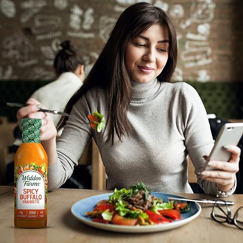 Vista 374 de Walden Farms Buffalo Ranch - Aderezo y salsa – Sin calorías, sin gluten, bajo en carbohidratos, apto para dieta cetogénica, sin azúcar, sin grasa