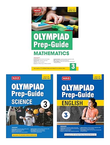 MTG Olympiad Prep-Guide Class-3 Mathematics, Science &amp; English (Set of 3 Books) - Detailed Theory, Self Test with IMO-NSO-IEO Chapterwise Previous Year Question Paper For SOF 2024-25 Exam