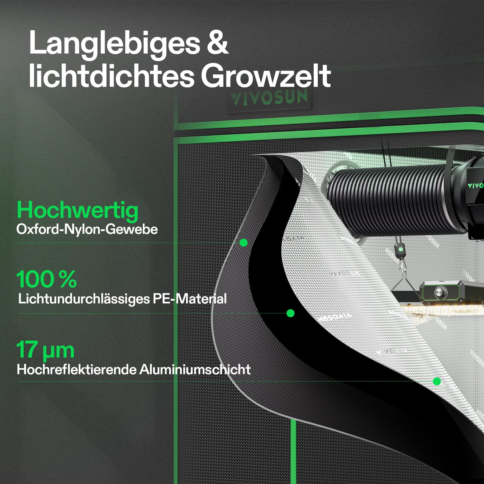 VIVOSUN Smart Growzelt Komplettset 90x90x180cm, WLAN-integriertes automatisches Grow-System mit 200W Vollspektrum-LED-Pflanzenlampe und effizientem Belüftungssystem mit GrowHub E42A+ Controller