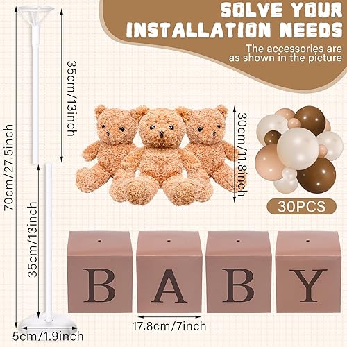 Miniatura 2 de Lenwen Juego de 3 juegos de decoración de animales de la selva para baby shower, mesa de baby shower, centro de mesa, globo de animales de peluche