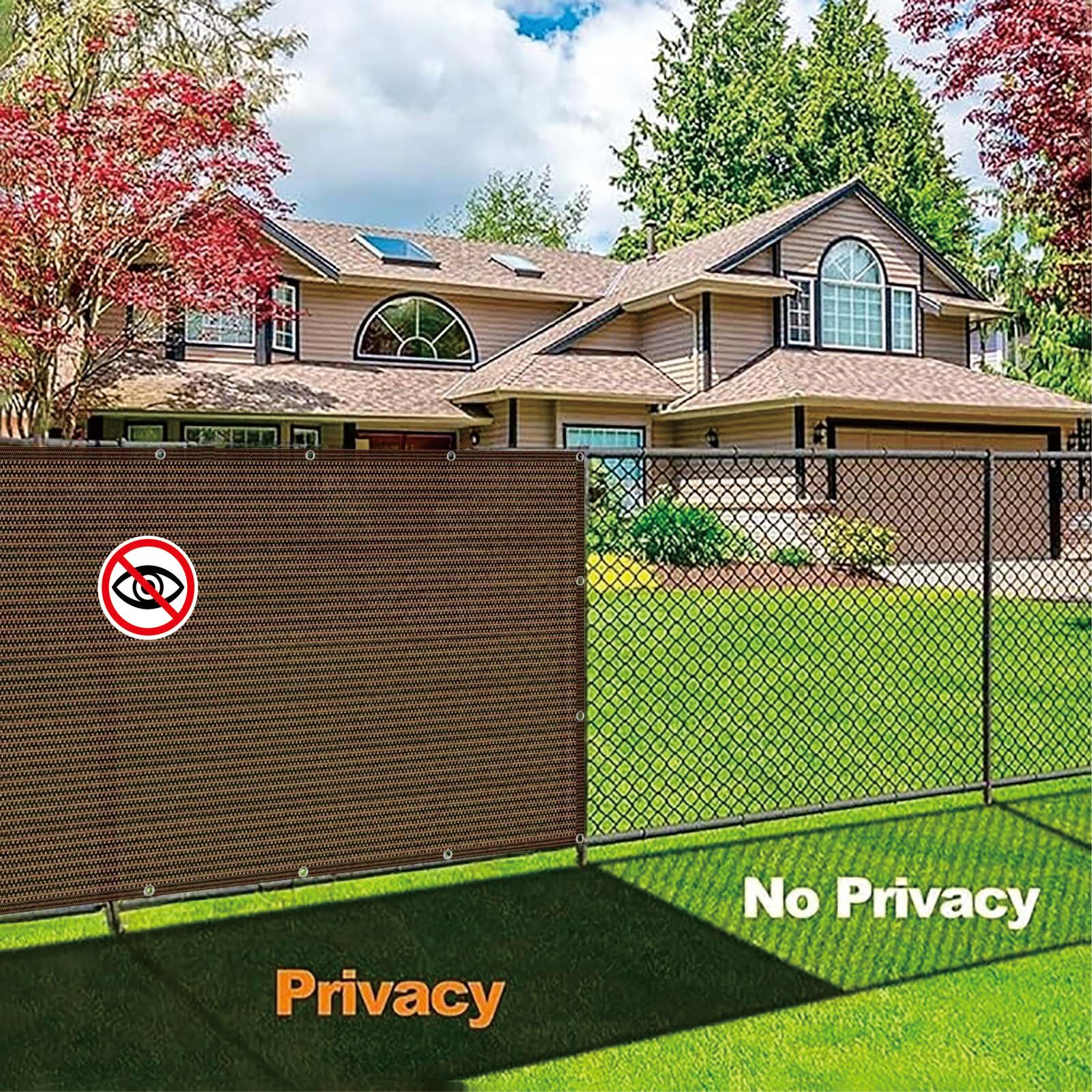 Copertura per Balcone 94 x 410 cm HDPE Antistrappo Protezione Traspirabilità Protezione UV 95% Privacy, Frangivista Balcone Schermi con Corda Fascette pour Terrasse, Marrone