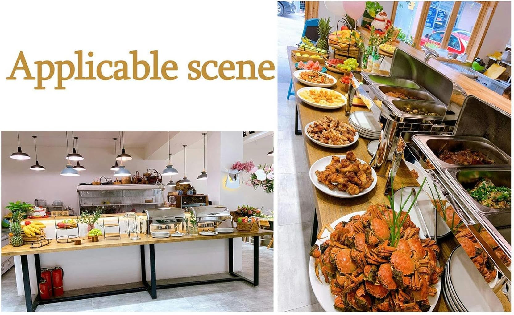 Calentadores de Comida para Catering, Calentadores de Alimentos, Calentadores de Acero Inoxidable con Tapa Visible, Ideal para Bodas o Fiestas de Buffet, 9 L - Calentamiento de Alcohol Decoration