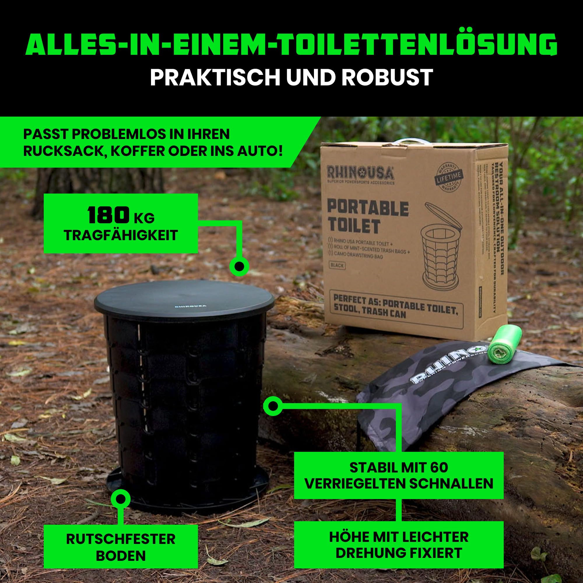 Rhino USA Tragbare Toiletten- und Toilettenbeutel