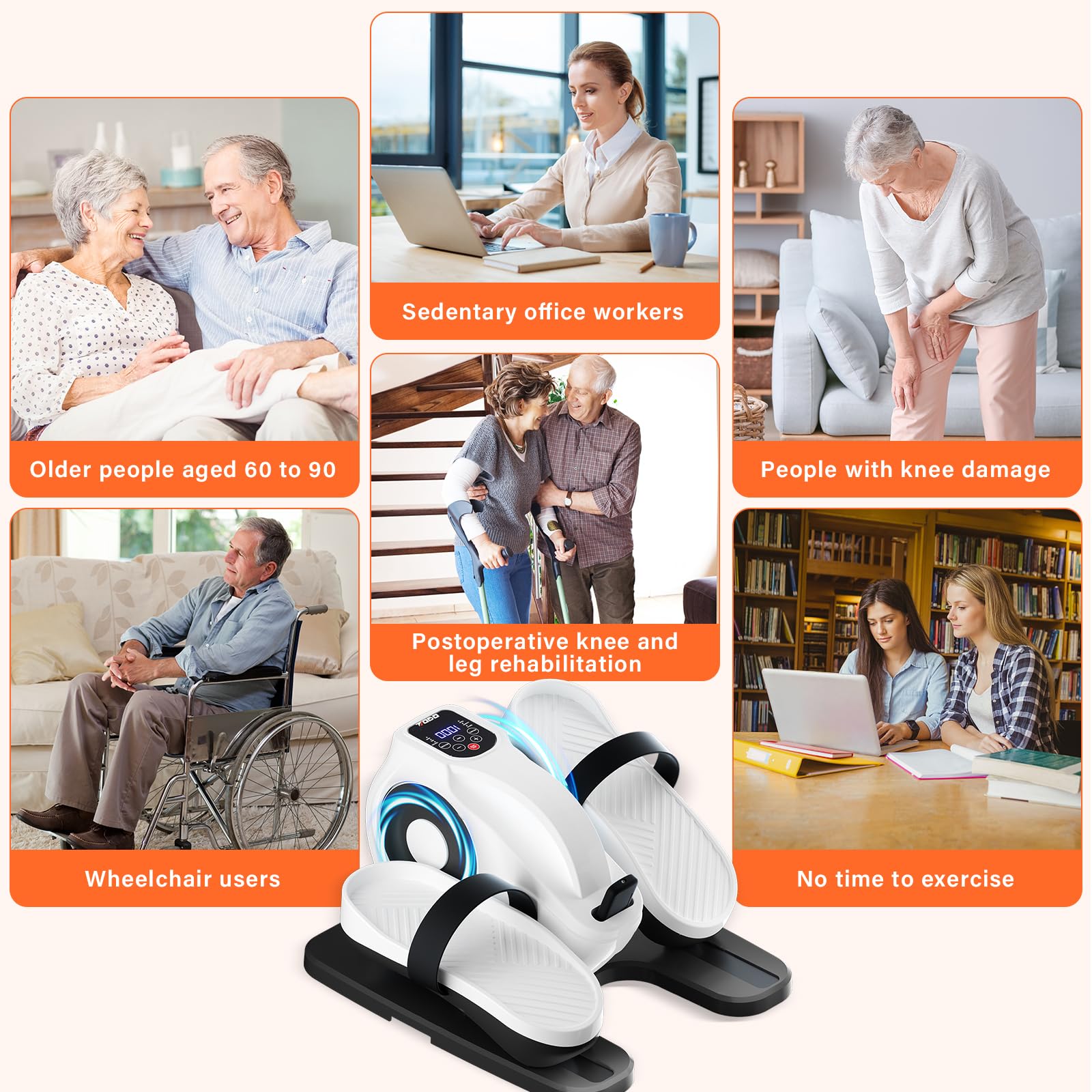 TODO Mini Eliptica Electrica, Pedaleador Electrico, Pedales Estaticos Personas Mayores Maquina Andar Sentado Bicicleta Eliptica Fitness para Casa para Ancianos