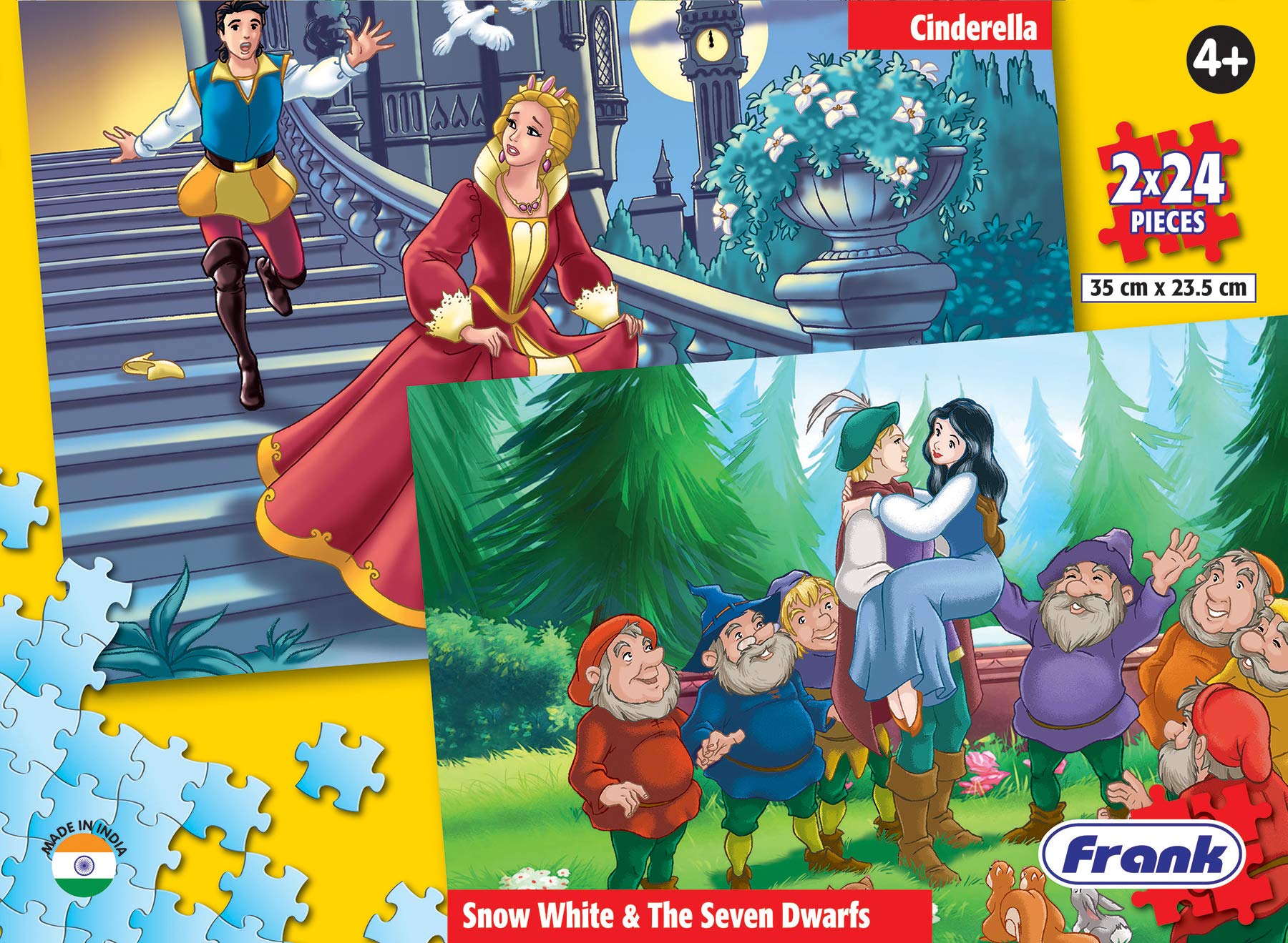 Frank Cinderella and Snow White & The Seven Dwarfs Puzzles - 24 Pieces 2 in 1 Jigsaw Puzzles for Kids for Age 4 Years Old and Above (B082MW1968) Amazon Price History, Amazon Price Tracker