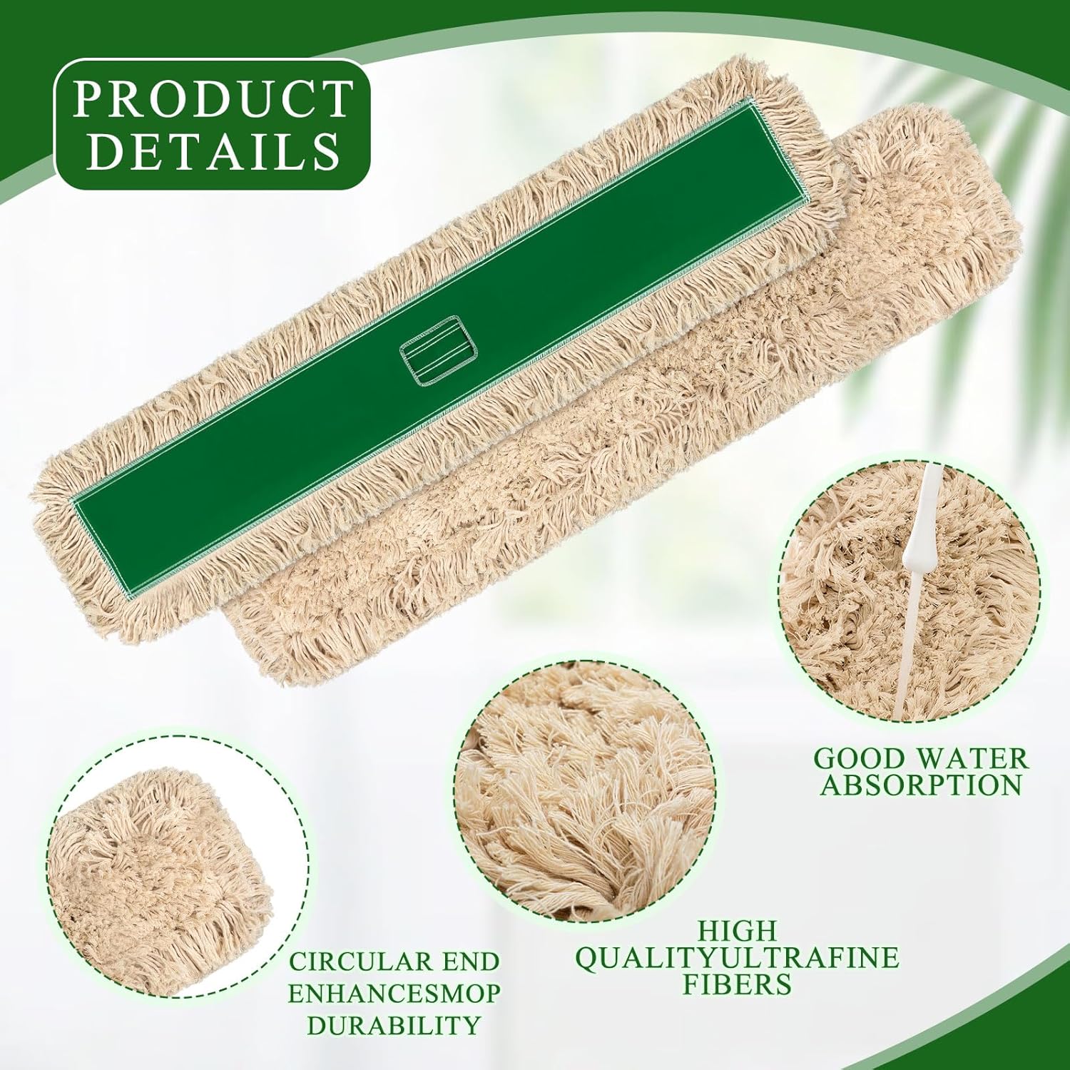 3 Pcs Large 48 Inch Commercial Dust Mop Pads Industrial Dust Mop Head Replacement Reusable Refill Pads for Floor Cleaning, Office, School, Restaurant, Hospital