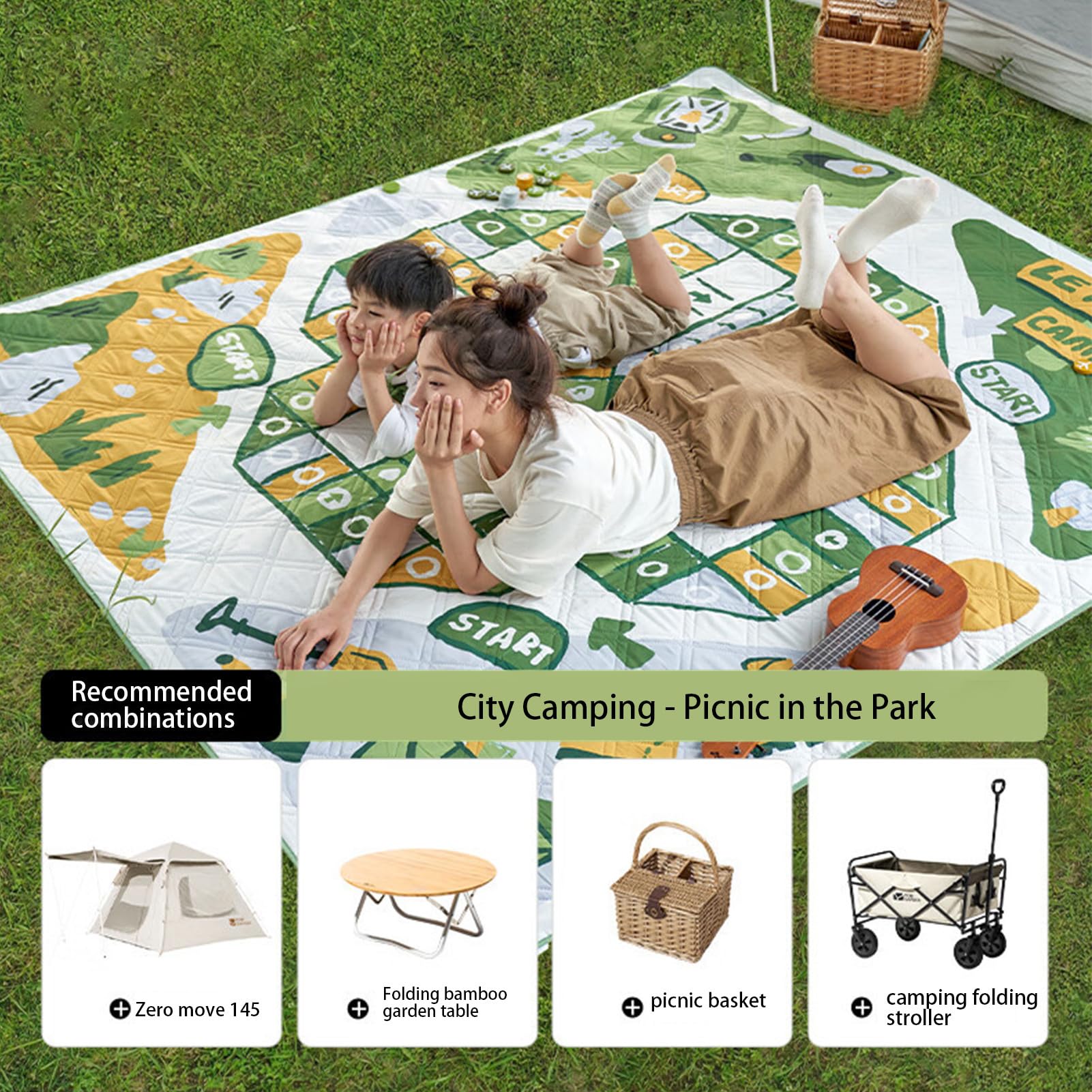 Coperta Da Picnic Per Uso Esterno Tappetino Pieghevole Imbottito per Tutte | Coperta con Motivo a Scacchi per Picnic per Festival Musicali, Campeggio, Spiaggia e Pranzo all'Aperto