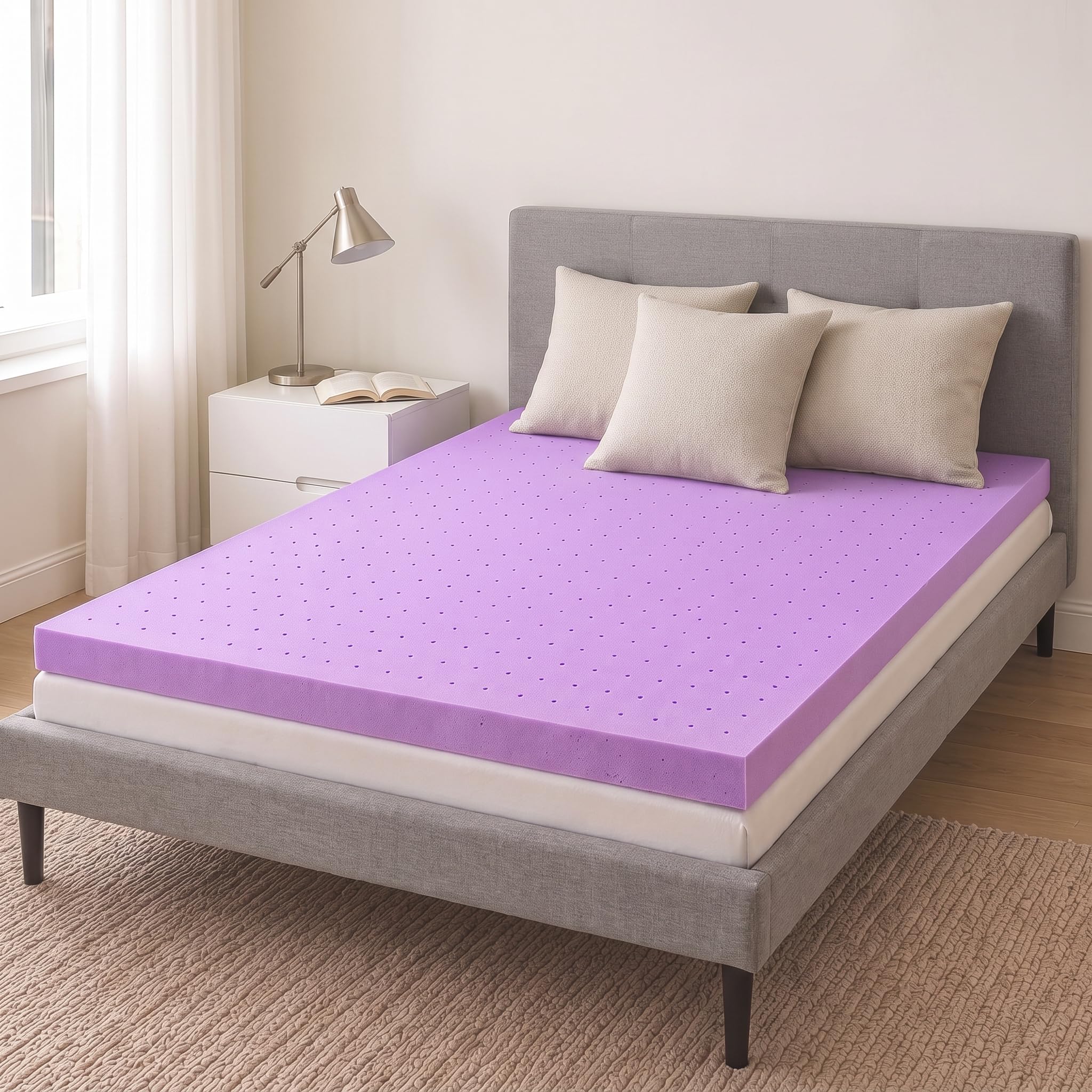 DUMOS 1.5 Inch Cooling Gel Ventilated Soft Pressure Relief Mattress Topper