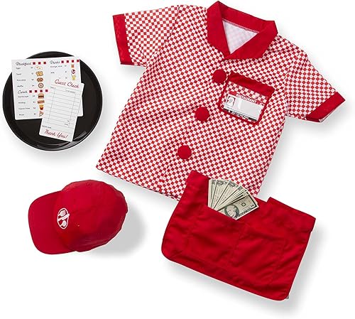 Miniatura 2 de Melissa  Doug Conjunto de disfraz de juego de rol de servidor con accesorios realistas